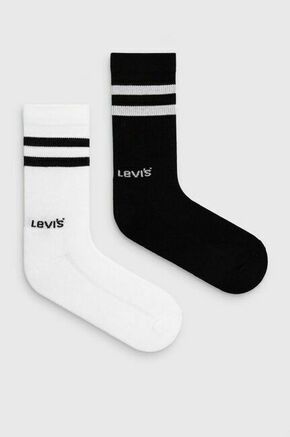 Nogavice Levi's 2-pack črna barva - črna. Visoke nogavice iz kolekcije Levi's. Model izdelan iz elastičnega materiala. V kompletu sta dva para. Izjemno udobna tkanina z visoko vsebnostjo bombaža.