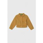 Otroška jeans jakna United Colors of Benetton rumena barva - rumena. Otroški jakna iz kolekcije United Colors of Benetton. Nepodložen model, izdelan iz jeansa. Model iz togega materiala, ki ohranja obliko.