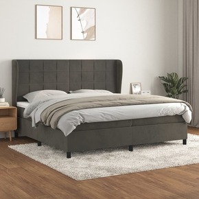 Box spring postelja z vzmetnico temno siva 200x200 cm žamet - vidaXL - Siva - 95