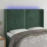 Vidaxl LED posteljno vzglavje temno zeleno 147x16x118/128 cm žamet