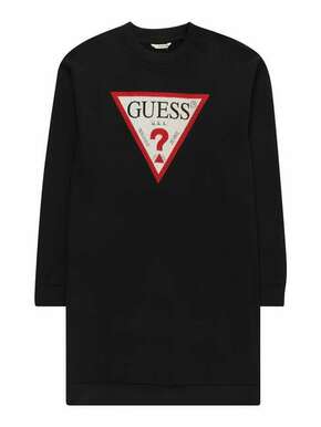 Otroška bombažna obleka Guess črna barva - črna. Otroški obleka iz kolekcije Guess. Model izdelan iz tanke