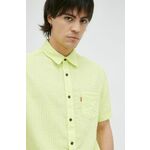 Bombažna srajca Levi's moška, zelena barva - zelena. Srajca iz kolekcije Levi's. Model izdelan iz enobarvne tkanine. Ima klasičen, mehek ovratnik. Izjemno udoben material, izdelan iz naravnih vlaken.