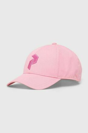 Bombažna bejzbolska kapa Peak Performance roza barva - roza. Kapa s šiltom vrste baseball iz kolekcije Peak Performance. Model izdelan iz tkanine z nalepko. Bombažen