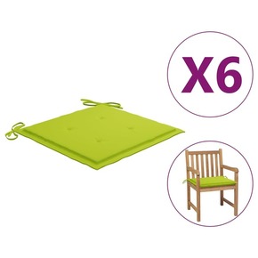 VidaXL Blazine za vrtne stole 6 kosov svetlo zelene 50x50x4 cm blago