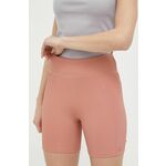 Kratke hlače 4F ženski, roza barva - roza. Kratke hlače iz kolekcije 4F. Model izdelan iz rebraste pletenine. Prilagodljiv material, ki se prilagaja postavi.