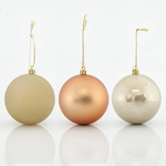 Eurolamp Božični okraski Retro oranžne plastične kroglice, 8 cm, komplet 6 kosov