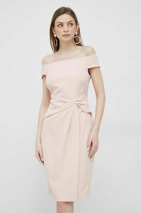 Obleka Lauren Ralph Lauren roza barva - roza. Obleka iz kolekcije Lauren Ralph Lauren. Oprijet model