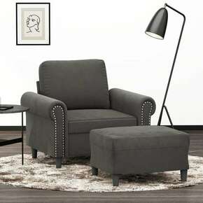 VidaXL Fotelj s stolčkom za noge temno siv 60 cm žamet