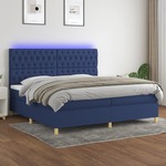 Box spring postelja z vzmetnico LED modra 200x200 cm blago - vidaXL - modra - 93,88 - 200 x 200 cm - vidaXL