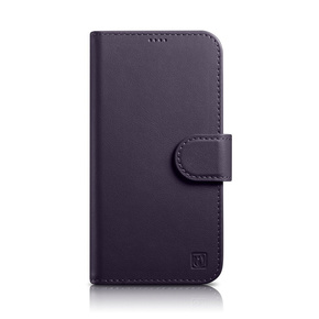ICARER wallet case 2v1 cover iPhone 14 plus anti-rfid usnjena preklopna torbica temno vijolična (wmi14220727-dp)