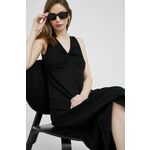 Bombažna obleka Deha črna barva - črna. Lahkotna obleka iz kolekcije Deha. Nabran model, izdelan iz enobarvne pletenine. Izjemno udoben material, izdelan iz naravnih vlaken.