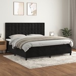 Box spring postelja z vzmetnico črna 200x200 cm žamet - vidaXL - črna - 93,28 - 200 x 200 cm - vidaXL