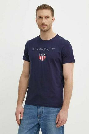 Bombažna kratka majica Gant mornarsko modra barva - mornarsko modra. Lahkotna kratka majica iz kolekcije Gant. Model izdelan iz tanke