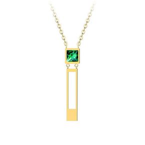 Preciosa Pozlačena jeklena ogrlica naravnost z zelenim kristalom Preciosa 7391Y66