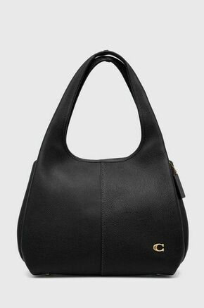 Usnjena torbica Coach črna barva - črna. Velika nakupovalna torbica iz kolekcije Coach. Model na zapenjanje