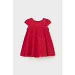 Otroška bombažna obleka Mayoral rdeča barva - rdeča. Obleka za dojenčke iz kolekcije Mayoral. Nabran model izdelan iz enobarvne tkanine.