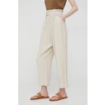 Hlače Sisley žensko, bež barva, - bež. Lahke hlače iz kolekcije Sisley. Model izdelan iz enobarvne tkanine.