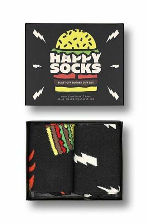 Nogavice Happy Socks Blast Off Burger Socks 2-pack črna barva - črna. Nogavice iz kolekcije Happy Socks. Model izdelan iz elastičnega