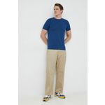 Kratka majica Trussardi moški - modra. Lahkotna kratka majica iz kolekcije Trussardi. Model izdelan iz tanke, elastične pletenine.