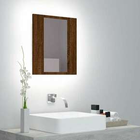 VidaXL LED kopalniška omarica z ogledalom rjavi hrast 40x12x45 cm