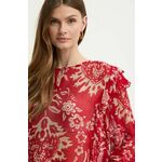 Bluza s primesjo svile Liu Jo rdeča barva - rdeča. Bluza iz kolekcije Liu Jo izdelana iz vzorčaste tkanine. Model iz izjemno udobne tkanine z visoko vsebnostjo viskoze.
