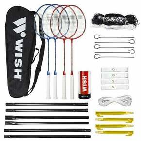 WISH Alumtec 5566 Komplet loparjev za badminton 4 kosi + puščice 3 kosi + mreža + črte želja