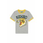 Otroška bombažna kratka majica Kenzo Kids siva barva - siva. Otroške kratka majica iz kolekcije Kenzo Kids. Model izdelan iz tanke, rahlo elastične pletenine.