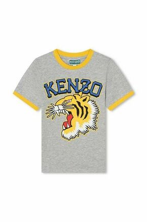 Otroška bombažna kratka majica Kenzo Kids siva barva - siva. Otroške kratka majica iz kolekcije Kenzo Kids. Model izdelan iz tanke