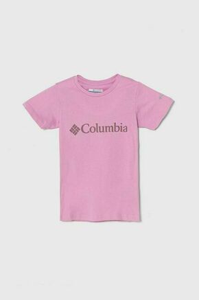 Otroška bombažna kratka majica Columbia Mission Lake Short roza barva - roza. Otroška lahkotna kratka majica iz kolekcije Columbia. Model izdelan iz pletenine