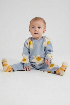 Bombažni pulover za dojenčke Bobo Choses - modra. Pulover za dojenčka iz kolekcije Bobo Choses. Model izdelan iz vzorčaste pletenine.