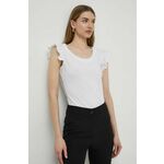 Kratka majica Silvian Heach ženski, bela barva - bela. Kratka majica iz kolekcije Silvian Heach, izdelana iz tanke, elastične pletenine. Model iz izjemno udobne bombažne tkanine.