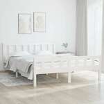 shumee Okvir za posteljo, bel, masivni les, 150x200 cm, velika velikost