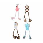 WEBHIDDENBRAND Pet Toys plišasta vrv igrača za pse, opica/lev/slon/flamingo, 42 cm