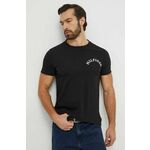 Bombažna kratka majica Tommy Hilfiger moški, črna barva - črna. Kratka majica iz kolekcije Tommy Hilfiger, izdelana iz pletenine s potiskom. Model iz zračne bombažne tkanine.