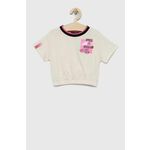 Otroška bombažna kratka majica Sisley bež barva - bež. Otroške Ohlapna kratka majica iz kolekcije Sisley. Model izdelan iz tanke, elastične pletenine. Izjemno udoben material.
