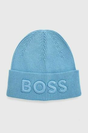 Kapa s primesjo volne BOSS ORANGE - modra. Kapa iz kolekcije Boss Orange. Model izdelan iz debele pletenine.