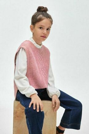 Otroški telovnik Mayoral roza barva - roza. Otroški Telovnik iz kolekcije Mayoral. Model izdelan iz enobarvne pletenine. Model iz tkanine