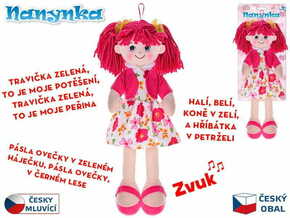 WEBHIDDENBRAND Lutka Nanynka rdeča 50 cm z mehkim telesom na baterije češko govoreča in pojoča