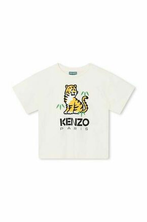 Otroška bombažna kratka majica Kenzo Kids bež barva - bež. Otroške kratka majica iz kolekcije Kenzo Kids. Model izdelan iz tanke