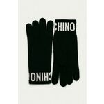 Rokavice Moschino žensko, črna barva - črna. Rokavice na prste iz kolekcije Moschino. Model izdelan iz tanke pletenine.