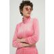 Velur pulover Juicy Couture roza barva - roza. Pulover s kapuco iz kolekcije Juicy Couture, izdelan iz velur pletenine. Model iz mehke in na otip prijetne tkanine.