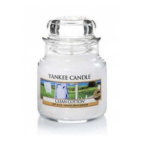 Yankee Candle Dišeča sveča Classic majhna z vonjem po čistem bombažu ( Clean Cotton) 104 g