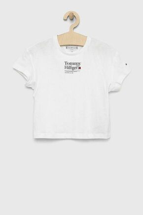 Otroška bombažna kratka majica Tommy Hilfiger bela barva - bela. Otroški Lahkotna kratka majica iz kolekcije Tommy Hilfiger. Model izdelan iz tanke