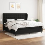 Box spring postelja z vzmetnico črn 200x200 cm blago - vidaXL - črna - 94,53 - 200 x 200 cm - vidaXL