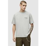 Bombažna kratka majica AllSaints UNDERGROUND SS CREW moška, siva barva - siva. Kratka majica iz kolekcije AllSaints. Model izdelan iz tanke, rahlo elastične pletenine.