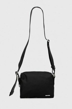 Torbica Calvin Klein črna barva - črna. Majhna torbica iz kolekcije Calvin Klein. Model na zapenjanje