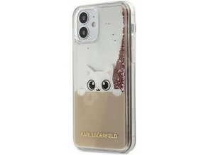 KARL LAGERFELD KLHCP12SPABGNU za iPhone 12 Mini prozorna trda zaščita z roza bleščicami - Peek a Boo