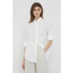 Lanena srajca Lauren Ralph Lauren ženska, bela barva, - bela. Srajca iz kolekcije Lauren Ralph Lauren. Model izdelan iz enobarvne tkanine.