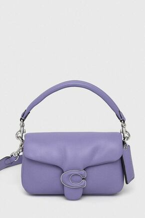 Usnjena torbica Coach vijolična barva - vijolična. Majhna torbica iz kolekcije Coach. na zapenjanje