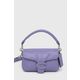 Usnjena torbica Coach vijolična barva - vijolična. Majhna torbica iz kolekcije Coach. na zapenjanje, model izdelan iz naravnega usnja.